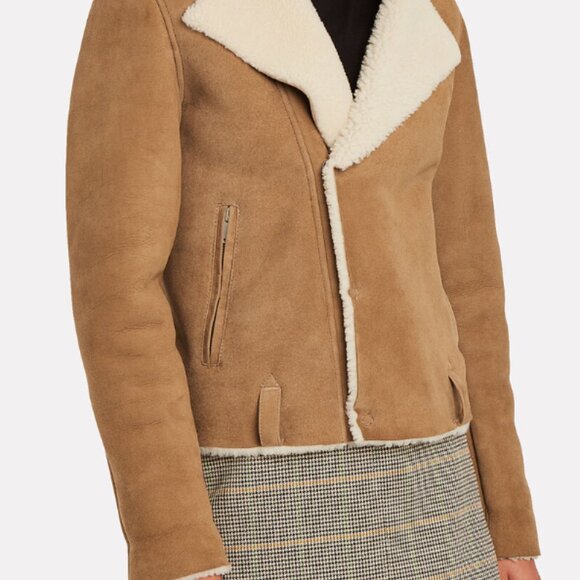 Golden Goose venezia Shearling Cropped  Savannah Brown  Women Jacket Size:S - Picture 13 of 14